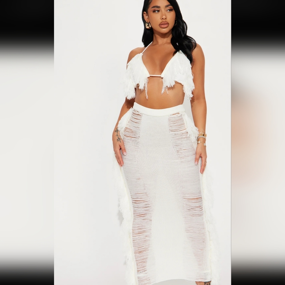 2 piece fringe skirt set